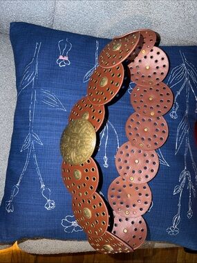 Medallion Decorative Belt - Brown with Brass Accents
